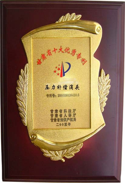 甘肃省十大优异专利—压力赔偿滴头 - 声誉资质 - 关于bevictor伟德官网 - 